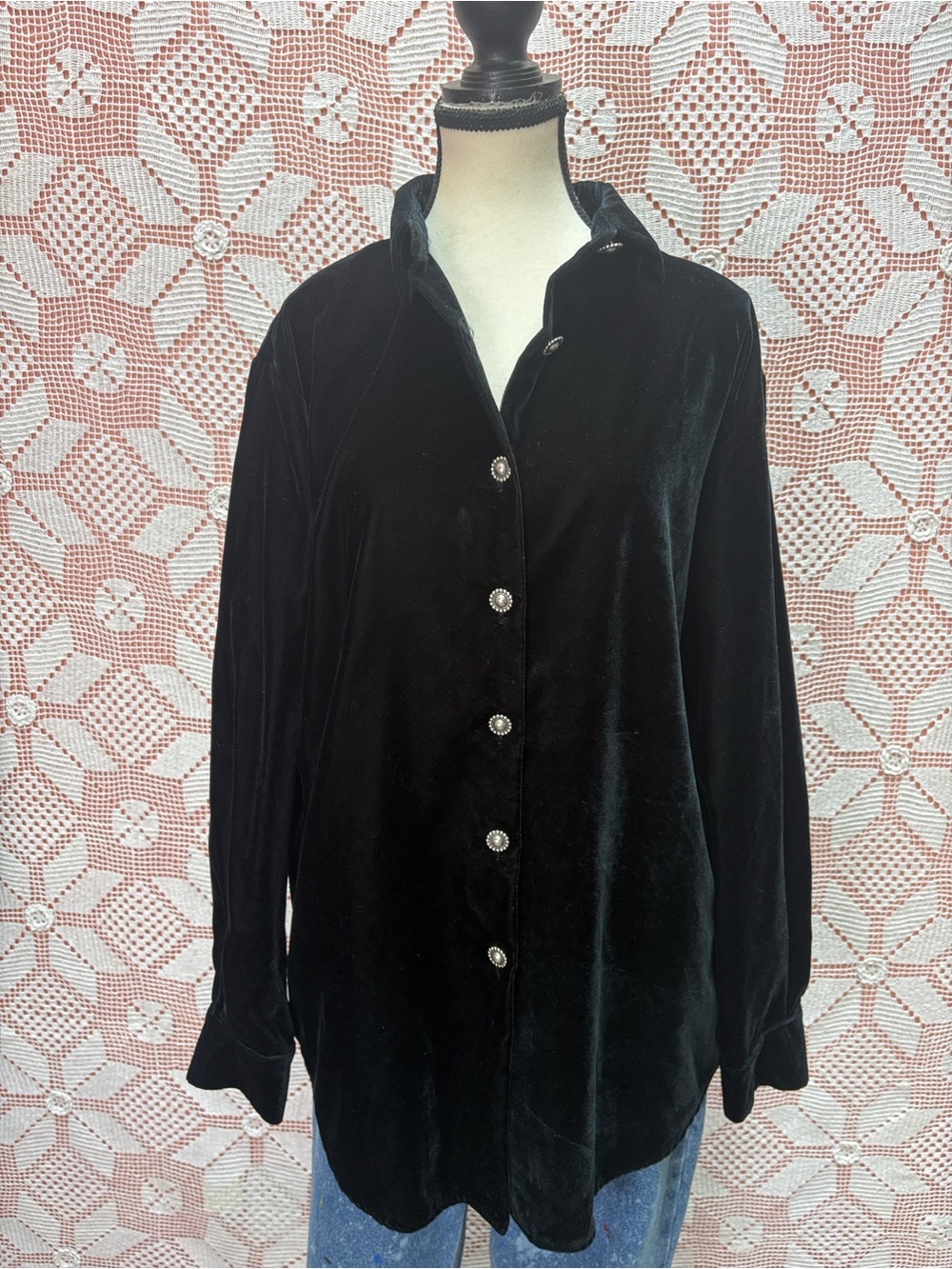 Vintage Lucia Lukken Black Velvet Jacket – Size L